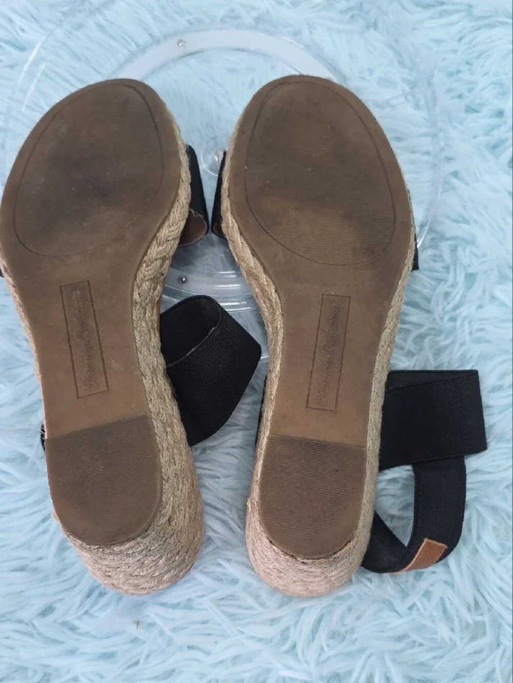 Tommy Bahama Sakura‎ Black Elastic Espadrille Wedge Sandals Size 8.5